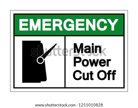 Emergency Main Power Cut Off Symbol Sign ,Vector Illustration, Isolate On White Background Label .EPS10