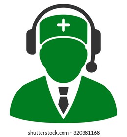Emergency Manager vector icon. Style is bicolor flat symbol, green and gray colors, rounded angles, white background.