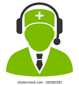 Emergency Manager vector icon. Style is bicolor flat symbol, eco green and gray colors, rounded angles, white background.