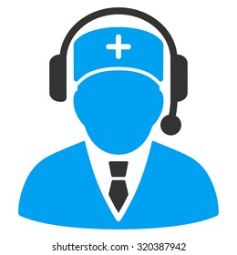 Emergency Manager vector icon. Style is bicolor flat symbol, blue and gray colors, rounded angles, white background.