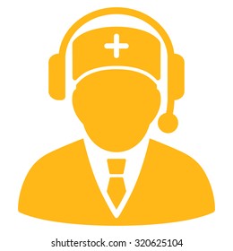 Emergency Manager vector icon. Style is flat symbol, yellow color, rounded angles, white background.