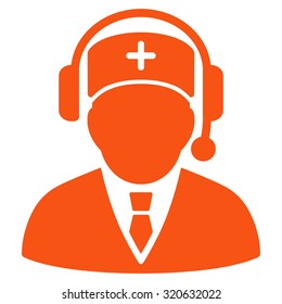 Emergency Manager vector icon. Style is flat symbol, orange color, rounded angles, white background.