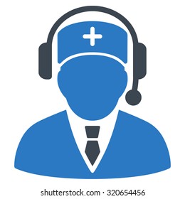 Emergency Manager vector icon. Style is bicolor flat symbol, smooth blue colors, rounded angles, white background.