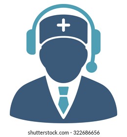 Emergency Manager vector icon. Style is bicolor flat symbol, cyan and blue colors, rounded angles, white background.