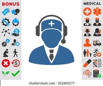 Emergency Manager vector icon. Style is bicolor flat symbol, cobalt and gray colors, rounded angles, white background.