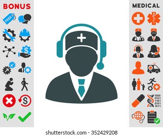 Emergency Manager vector icon. Style is bicolor flat symbol, soft blue colors, rounded angles, white background.