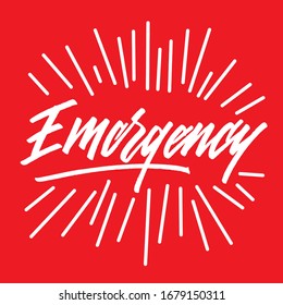 Vector de letras manuales de emergencia con fondo rojo, EPS 10