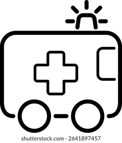 Emergency medical ambulance line icon