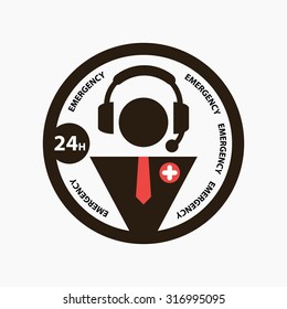 Emergency Medical Call Center Icon Or Logo Art