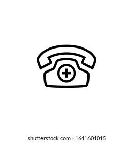 Emergency medical call vector icon in linear, outline style isolated on white background