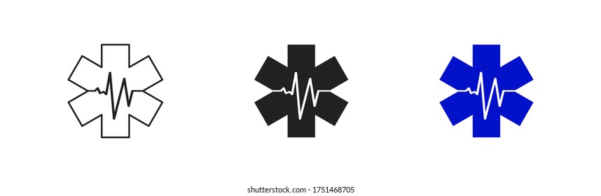 Emergency medical icon star on white background. Flat set vector illustration