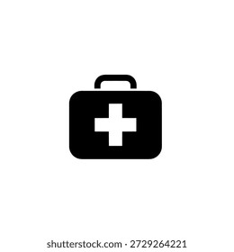 Kit Médico de Emergência: Uma ilustração concisa, impactante e facilmente reconhecível de um kit de primeiros socorros, incorporando ajuda imediata e assistência médica.