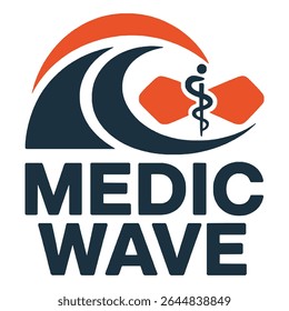 Emergency Medical Service and Aquatic Rescue Logo with Wave Symbol