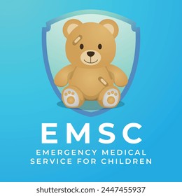 Emergency Medical Services for Children Day (EMSC) design template. teddy bear doll vector illustration. flat design. vector eps 10.