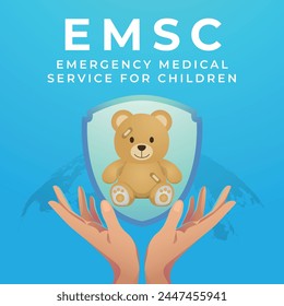 Emergency Medical Services for Children Day (EMSC) design template. teddy bear doll vector illustration. flat design. vector eps 10.