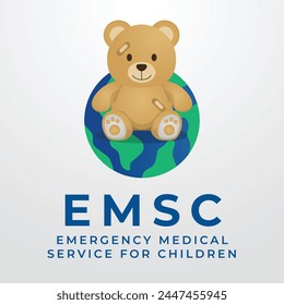 Emergency Medical Services for Children Day (EMSC) design template. teddy bear doll vector illustration. flat design. vector eps 10.