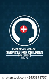 Emergency Medical Services For Children Day (EMSC) Mobile wallpaper with shapes and typography, banner, card, poster, template. 