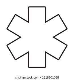 emergency medical star icon over white background, line style, vector illustration