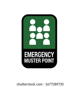 emergency muster point sign.vector illustration.