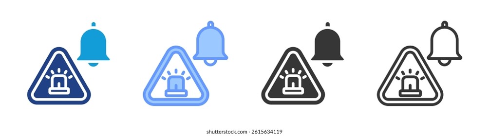 Emergency Notification icon set multiple style collection