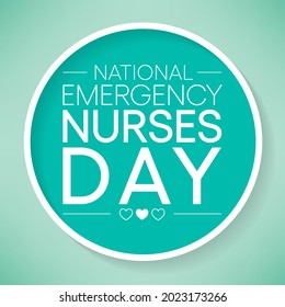 Emergency Nurses day is observed every year in October, ER nurses treat patients who are suffering from trauma, injury or severe medical conditions and require urgent treatment. Vector illustration