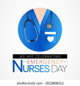 Emergency Nurses day is observed every year in October, ER nurses treat patients who are suffering from trauma, injury or severe medical conditions and require urgent treatment. Vector illustration