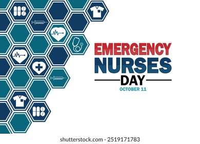 Emergency Nurses Day Tapete mit Formen und Typografie, Banner, Karte, Poster, Vorlage. Tag der Notfallkrankenschwestern, Hintergrund