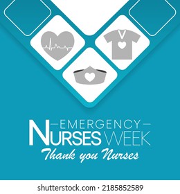 Emergency Nurses Week Is Observed Every Year In October, ER Nurses Treat Patients Who Are Suffering From Trauma, Injury Or Severe Medical Conditions And Require Urgent Treatment. Vector Illustration