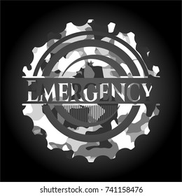 Emergency on grey camo texture