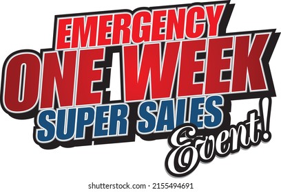 Emergency One Week Super Sale Event 3D Headline Graphic only 