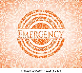 Emergency orange mosaic emblem