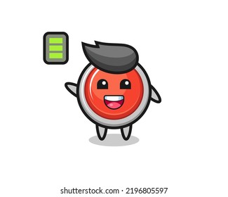 emergency panic button mascot character with energetic gesture , cute design