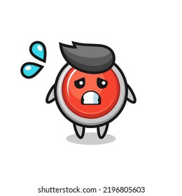 emergency panic button mascot character with afraid gesture , cute design