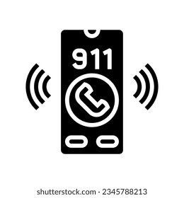 emergency phone alert glyph icon vector. emergency phone alert sign. isolated symbol illustration