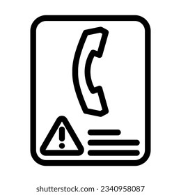 emergency phone alert line icon vector. emergency phone alert sign. isolated contour symbol black illustration