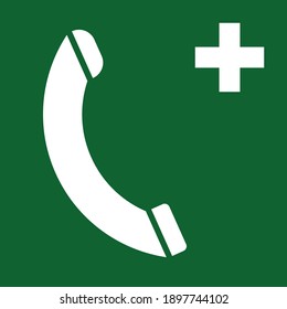 Emergency phone call sign symbol green white vector