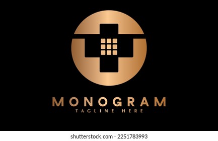 Emergency phone or hospital cross call abstract monogram vector logo template