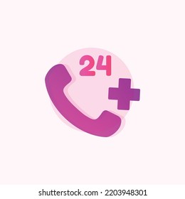 Emergency Phone Icon With Gradient Purple And Pink Transparent. This Icon Is Very Suitable For Use On Websites Or Smartphones.