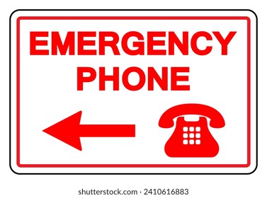 Emergency Phone Left ArrowSymbol Sign, Vector Illustration, Isolate On White Background Label. EPS10