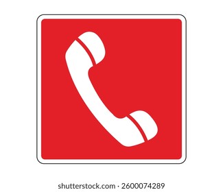 Emergency Phone for Use in Case of Fire Sign, Fire Protection Equipment Sign - High Quality Vector Stock Image