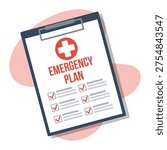 emergency plan documents in paper binder, vector flat illustration