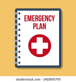 emergency plan documents in paper binder, vector flat illustration