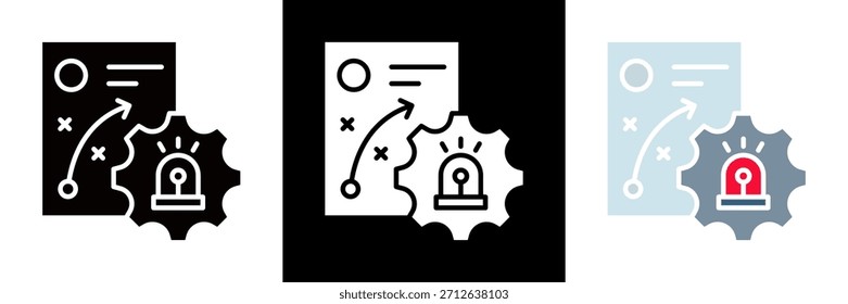 Conjunto de iconos de Plan de emergencia Ilustración vectorial de glifos