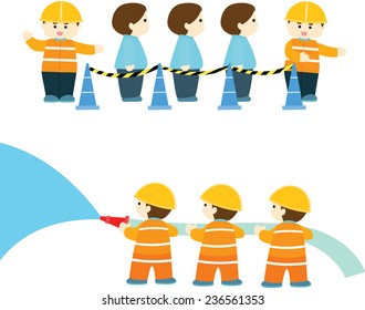 emergency practice in factory info graphic illustration
