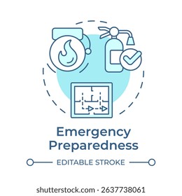 Emergency preparedness soft blue concept icon. Physical security audit component. Minimizing loss risks. Round shape line illustration. Abstract idea. Graphic design. Easy to use in booklet