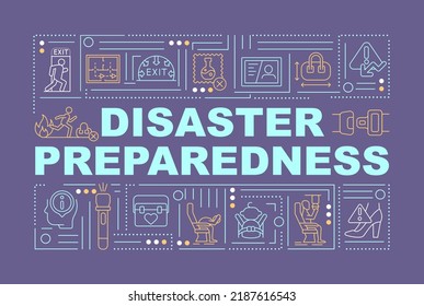 Emergency Preparedness Word Concepts Purple Banner. Surviving Accidents. Infographics With Editable Icons On Color Background. Isolated Typography. Vector Illustration With Text. Arial-Black Font Used