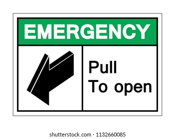 Emergency Pull To Open Symbol Sign, Vector Illustration, Isolate On White Background, Label ,Icon. EPS10