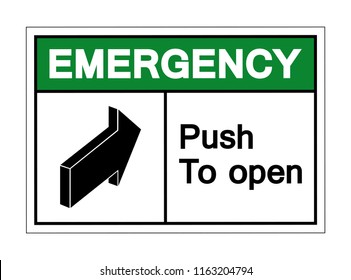 Emergency Push To Open Symbol Sign, Vector Illustration, Isolated On White Background Label. EPS10