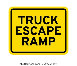 Emergency Ramp for Runaway Truck on Steep Downgrade Sign Indicating Safety Route for Braking Failure, Essential for Road Safety in High-Risk Areas, US Road Sign Compliant, High-Quality Vector Image