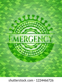 Emergency realistic green mosaic emblem